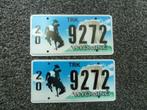 Paar USA License plate / kentekenplaten Wyoming USA, Verzenden, Gebruikt, Auto's