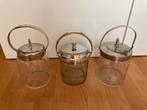 3x Engelse glazen koekpot/biscuit barrel. Samen 20 euro, Ophalen of Verzenden
