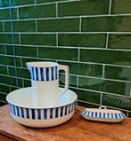 Lampetset lampetkan, lampetkom en zeepbakje blauw wit,, Ophalen, Zo goed als nieuw, Overige stijlen, Bord(en)