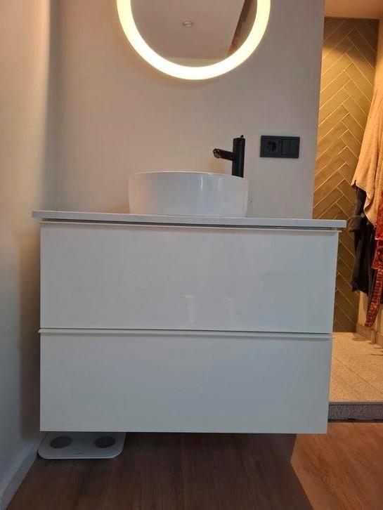 Ikea godmorgon badkamer meubel incl kom en stop wit zwart, Huis en Inrichting, Badkamer | Badkamermeubels, Gebruikt, Wastafelkast