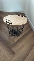Bijzettafel met zwarte mand, set van 2, Huis en Inrichting, Tafels | Bijzettafels, 45 tot 60 cm, Minder dan 55 cm, Rond, Ophalen of Verzenden