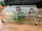Glazen salontafel, Huis en Inrichting, Tafels | Salontafels, 100 tot 150 cm, Zo goed als nieuw, Minder dan 50 cm, Rechthoekig