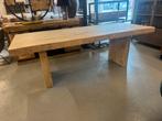 Zware boomstam eettafel van mangohout 220x90x76  8 cm dikdik, Huis en Inrichting, Ophalen, Rj, 200 cm of meer, 50 tot 100 cm