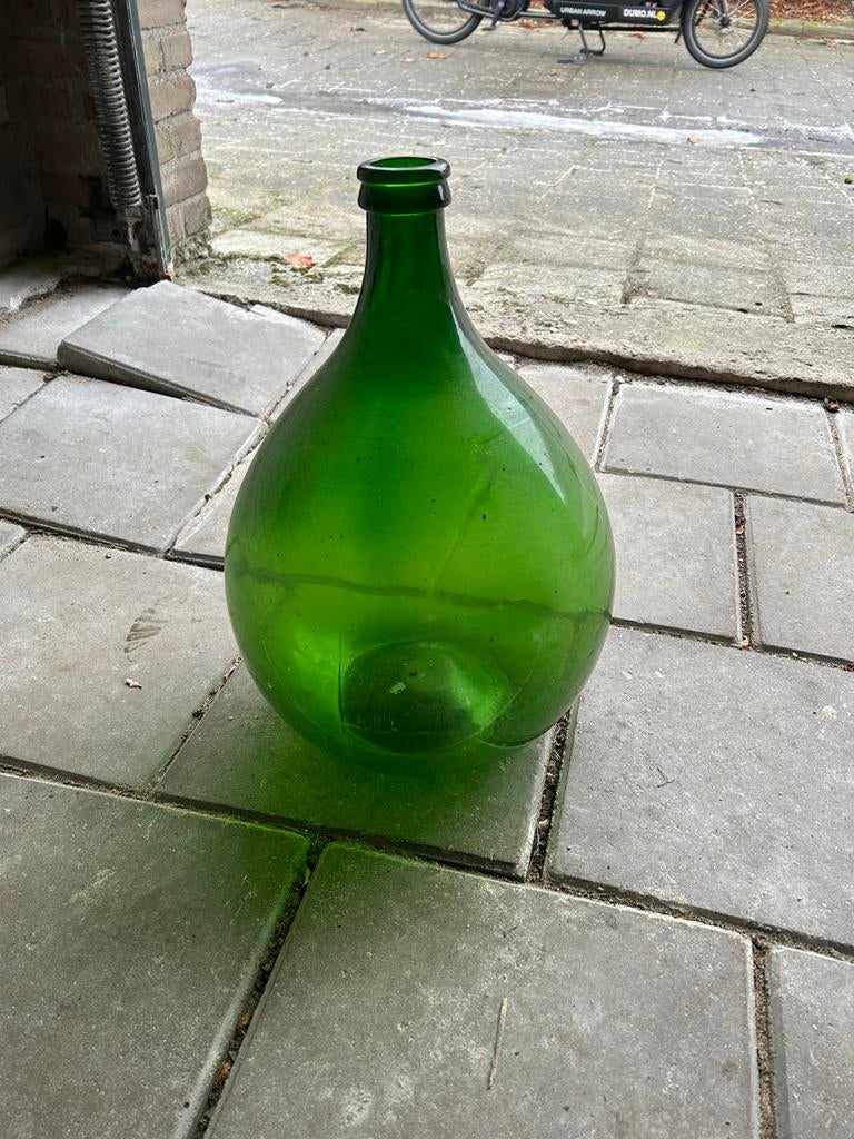 Groene glazen gistingsfles 5L, Ophalen, Gebruikt