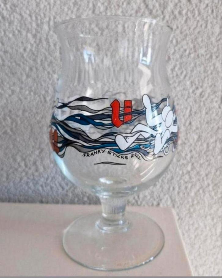 Duvel Glas Frankie Sticks, Verzamelen, Glas en Borrelglaasjes, Zo goed als nieuw, Bierglas, Ophalen of Verzenden
