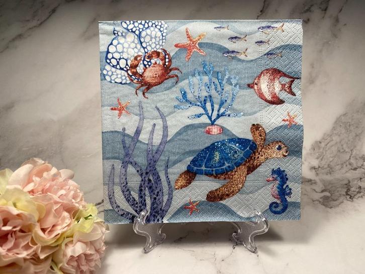 knutsel servet onderwater dieren decoupage M724, Hobby en Vrije tijd, Knutselen, Nieuw, Materiaal, Ophalen of Verzenden