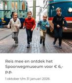 Kortingscode spoorwegmuseum 6 personen.., Tickets en Kaartjes, Drie personen of meer, Kortingskaart