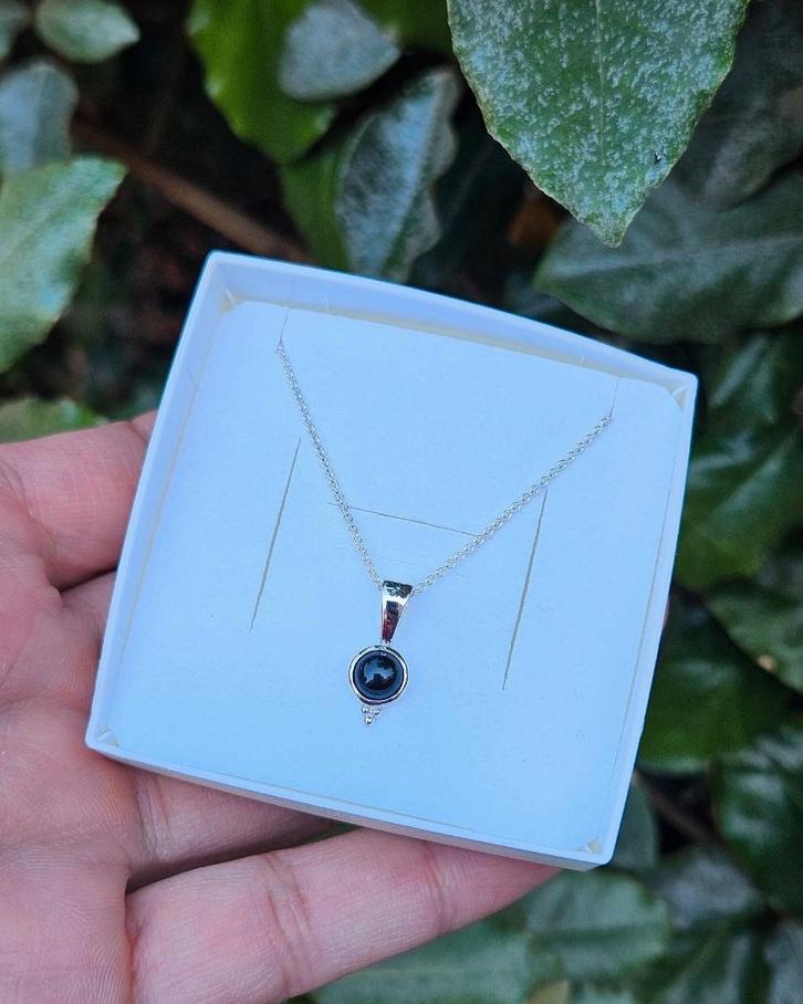 Onyx Ketting - Echt Zilver, Sieraden, Tassen en Uiterlijk, Kettingen, Nieuw, Zilver, Zilver, Met edelsteen, Met hanger, Verzenden