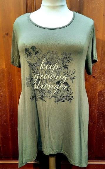 khaki a-lijn shirt met print 48/50 beschikbaar voor biedingen