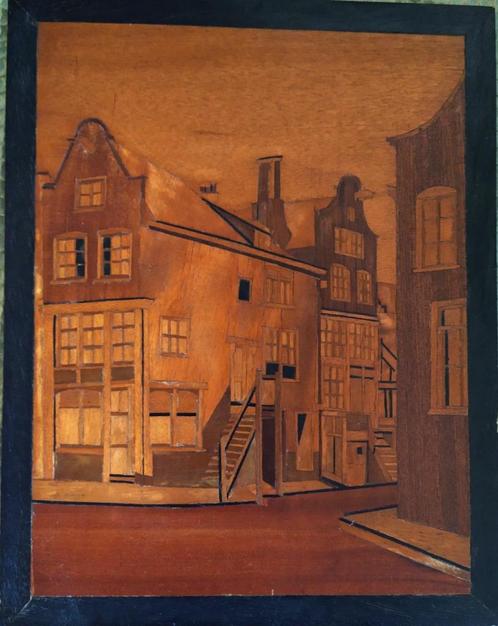 Marqueterie Houtmozaïek houten kunstwerk schilderij, Huis en Inrichting, Woonaccessoires | Schilderijen, Tekeningen en Foto's