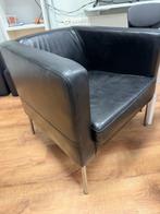 Zwart leren fauteuil van Ikea, Huis en Inrichting, Ophalen, Gebruikt, Minder dan 75 cm, Metaal