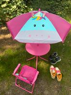 Unicorn Tafel, 2 Stoelen & Parasol Set, Ophalen, Gebruikt, Campingstoel
