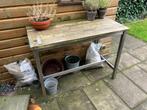 Oppot tafel RVS / steigerhout, Tuin en Terras, Kweekspullen, Ophalen, Gebruikt, Kweektafel