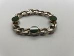 Z338 Prachtige massief zilveren gourmet armband met jade, Sieraden, Tassen en Uiterlijk, Antieke sieraden, Ophalen of Verzenden