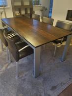 Ruime eettafel inclusief 6 comfortabele Leolux Myto stoelen, Huis en Inrichting, Tafels | Eettafels, Ophalen, Gebruikt, 200 cm of meer