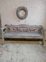 Brocante oude houten veranda bank eettafel sleets stevig, Ophalen of Verzenden