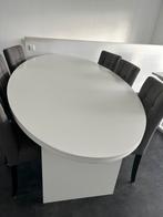 Ovale witte tafel incl stoelen, Huis en Inrichting, Tafels | Eettafels, Ophalen, Gebruikt, 100 tot 150 cm, 200 cm of meer