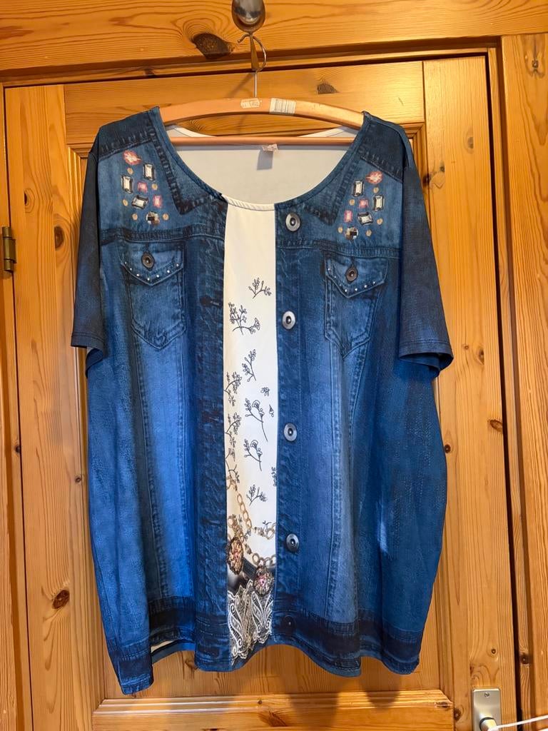 Top 56 blauw Adalteks korte mouw oto 71 lengte 76, Kleding | Dames, Ophalen of Verzenden, Zo goed als nieuw, Blauw, Shirt of Top