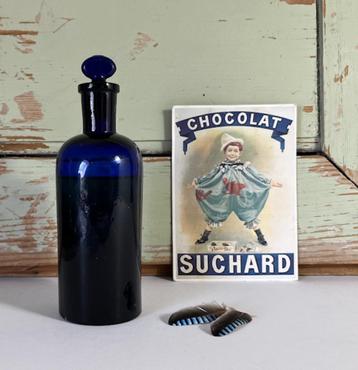Antieke Franse apothekersfles stopfles cobalt blauw beschikbaar voor biedingen