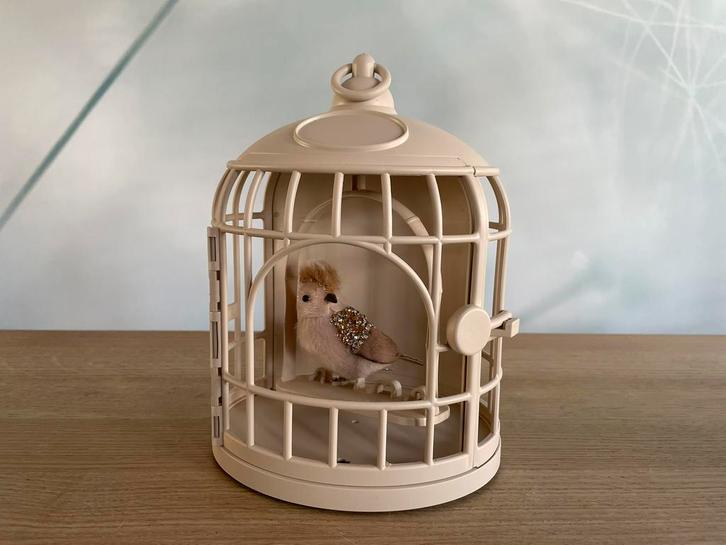 Schattig gerestyled vogelkooitje met vogeltje, Huis en Inrichting, Woonaccessoires | Overige, Zo goed als nieuw, Ophalen of Verzenden