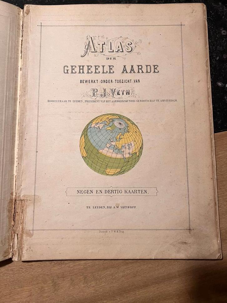 Atlas der geheele Aarde, bewerkt onder toezicht van Prof. P., Antiek en Kunst, Antiek | Boeken en Bijbels, Ophalen of Verzenden
