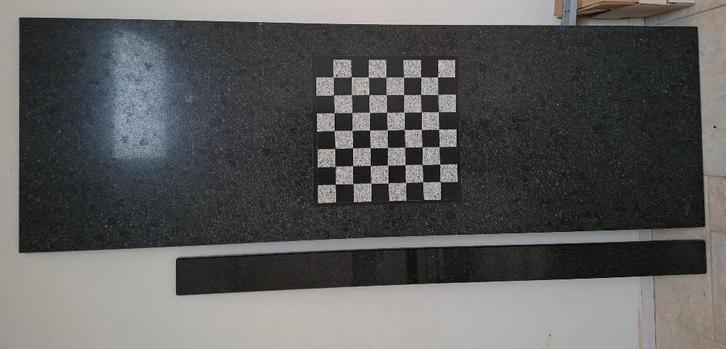 Granieten blad met inleg schaakbord, Hobby en Vrije tijd, Gezelschapsspellen | Bordspellen, Nieuw, Ophalen