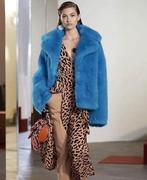 Diane von Furstenberg faux fur blue jacket - jas S/M NIEUW, Diane von Furstenberg, Ophalen of Verzenden, Nieuw, Blauw