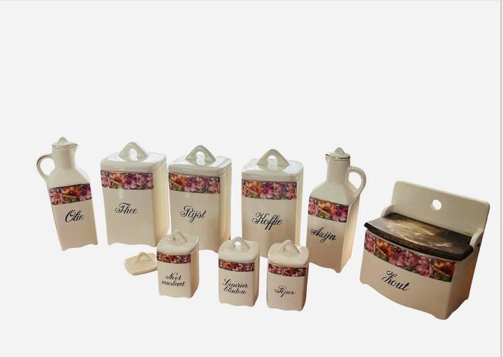 Antiek Maastrichts keukenset 9 delig - 1929, Antiek en Kunst, Antiek | Keramiek en Aardewerk, Ophalen of Verzenden