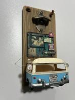 Wandbord Fles opener Retro Bus blauw met opvang bakje t1 loo, Verzenden, Nieuw