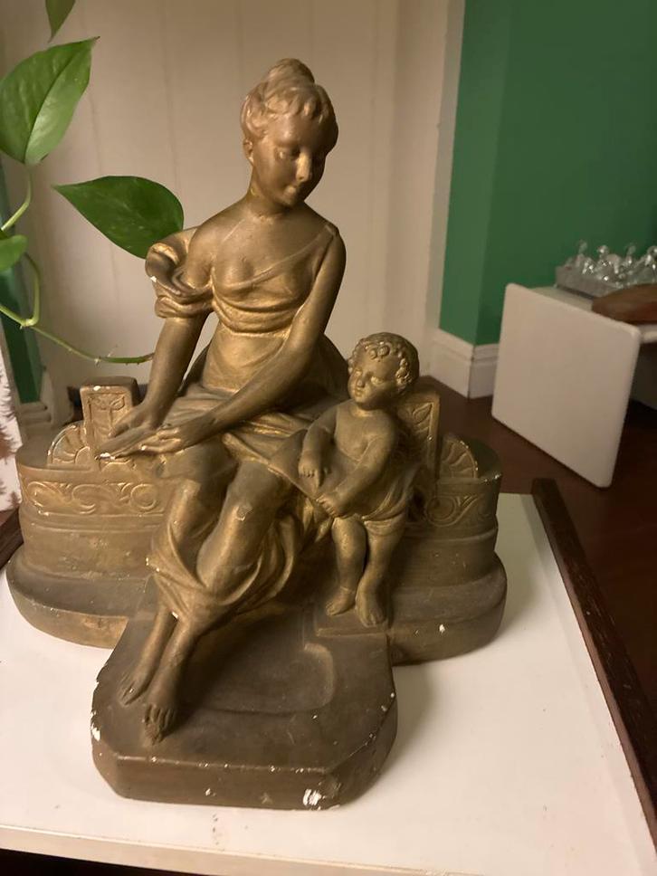 Vintage Art Deco Beeld - Vrouw met Kind - 30x30cm, Antiek en Kunst, Antiek | Keramiek en Aardewerk, Ophalen of Verzenden