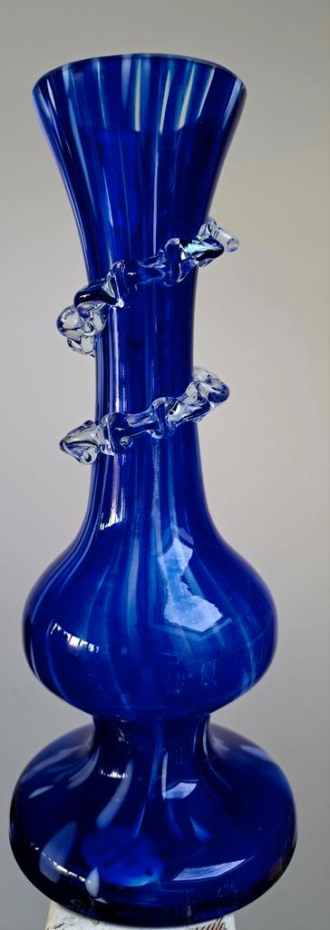 Vintage kobaltblauwe vaas, Antiek en Kunst, Antiek | Glas en Kristal, Ophalen of Verzenden
