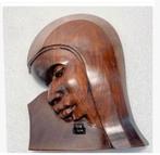 Zwaar houten beeld Vrouw hoofd gezicht Tanzania vaste prijs, Antiek en Kunst, Kunst | Beelden en Houtsnijwerken, Ophalen of Verzenden