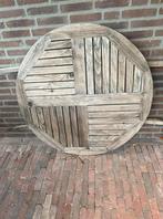 Ronde teakhouten tuintafel 1 mtr doorsnee, Ophalen, Gebruikt, Rond, Teakhout