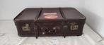 K343 VINTAGE bruine koffer jaren 50-60 van geperst karton, Overige materialen, 35 tot 45 cm, Gebruikt, Ophalen of Verzenden