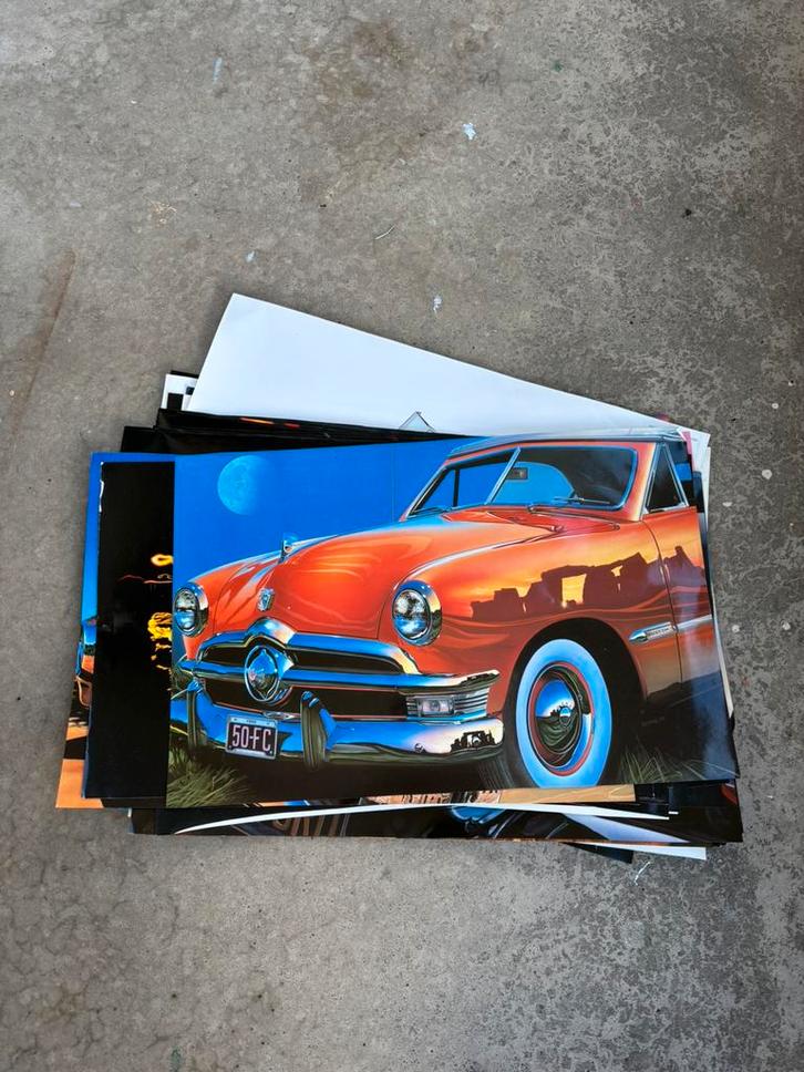 44 auto art prints Reynolds & Okamoto, Verzamelen, Automerken, Motoren en Formule 1, Ophalen