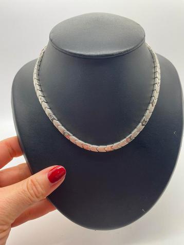 A23 Prachtige massief zilverem ketting strass beschikbaar voor biedingen