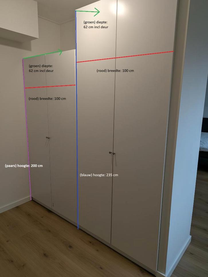 PAX kast (1x 100x200x62 cm en 1x 100x235x62 cm b*h*d), Huis en Inrichting, Kasten | Kledingkasten, Zo goed als nieuw, 200 cm of meer