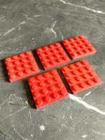 Lego Plate 4x4 Red No 3031, 5 pieces., Gebruikt, Ophalen of Verzenden, Lego, Losse stenen
