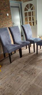 GRATIS 4x eetkamerstoelen fluweel hout kleur grijs, Huis en Inrichting, Stoelen, Ophalen, Zo goed als nieuw, Vier, Grijs