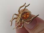 Vintage zilver gekeurd insect broche spin barnsteen, Sieraden, Tassen en Uiterlijk, Broches, 4 tot 7 cm, Ophalen of Verzenden