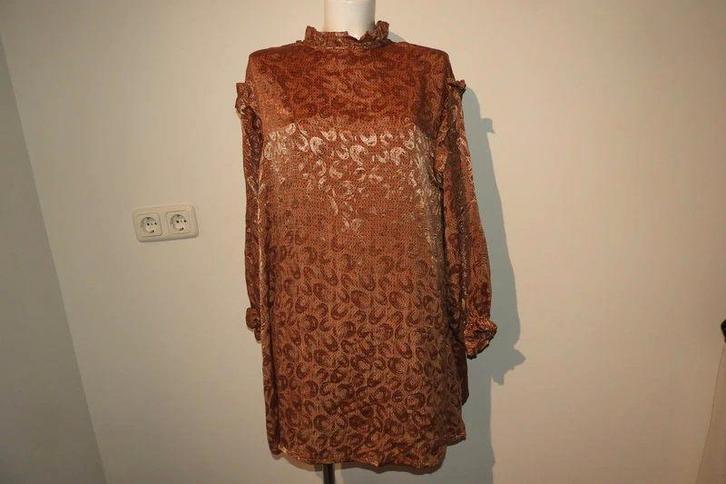 Sissel Edelbo zijde jurk mooi motief Ibiza styl ruches S/M, Kleding | Dames, Jurken, Zo goed als nieuw, Maat 38/40 (M), Overige kleuren