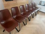 6 sky lederen stoelen van Goossens, Huis en Inrichting, Stoelen, Ophalen, Zo goed als nieuw, Bruin, Twee