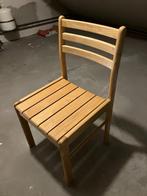 Vier stoeltjes van rubberwood, Huis en Inrichting, Stoelen, Ophalen, Bruin, Zo goed als nieuw, Vier