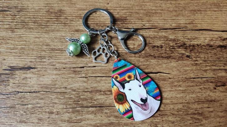 Tashanger / Sleutelhanger Bull terriër leer beschermengeltje, Sieraden, Tassen en Uiterlijk, Tassen | Damestassen, Nieuw, Shopper