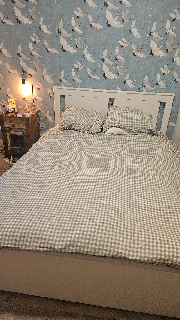 Ikea SONGESAND bedframe 140x200 wit, Huis en Inrichting, Slaapkamer | Bedden, Gebruikt, Tweepersoons, 140 cm, 200 cm, Hout, Wit