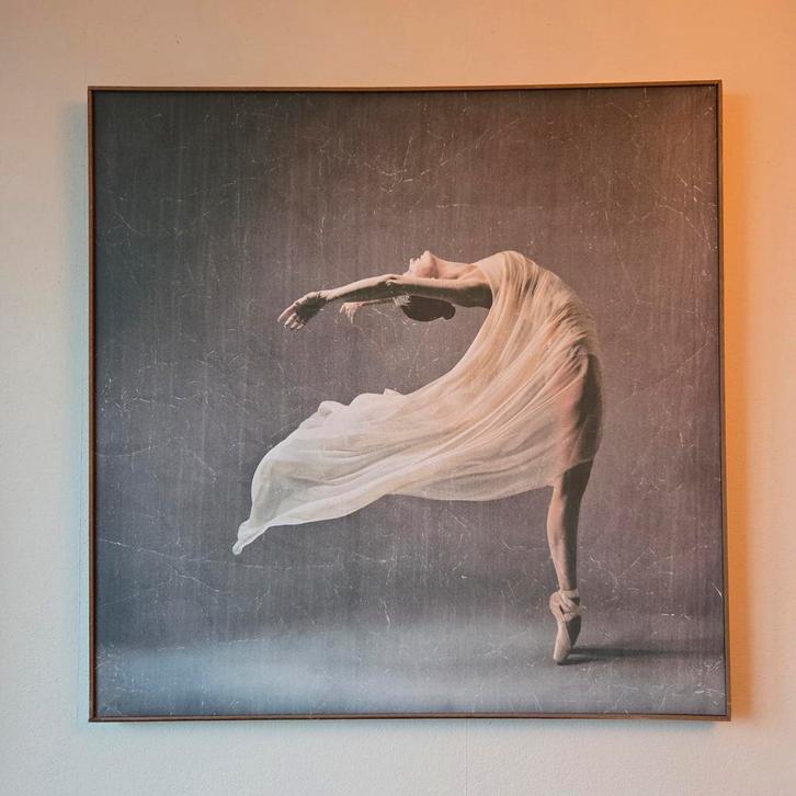 Canvas ballerina met houten lijst 80x80 cm, Antiek en Kunst, Kunst | Schilderijen | Abstract, Ophalen