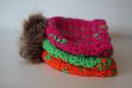 Leuke neon kindermutsen met pompon, 110 t/m 116, Jongen of Meisje, Handgemaakt, Nieuw