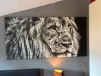Canvas Foto Leeuw Zwart-Wit 100x200cm, Ophalen, 125 cm of meer, Zo goed als nieuw, Foto of Poster