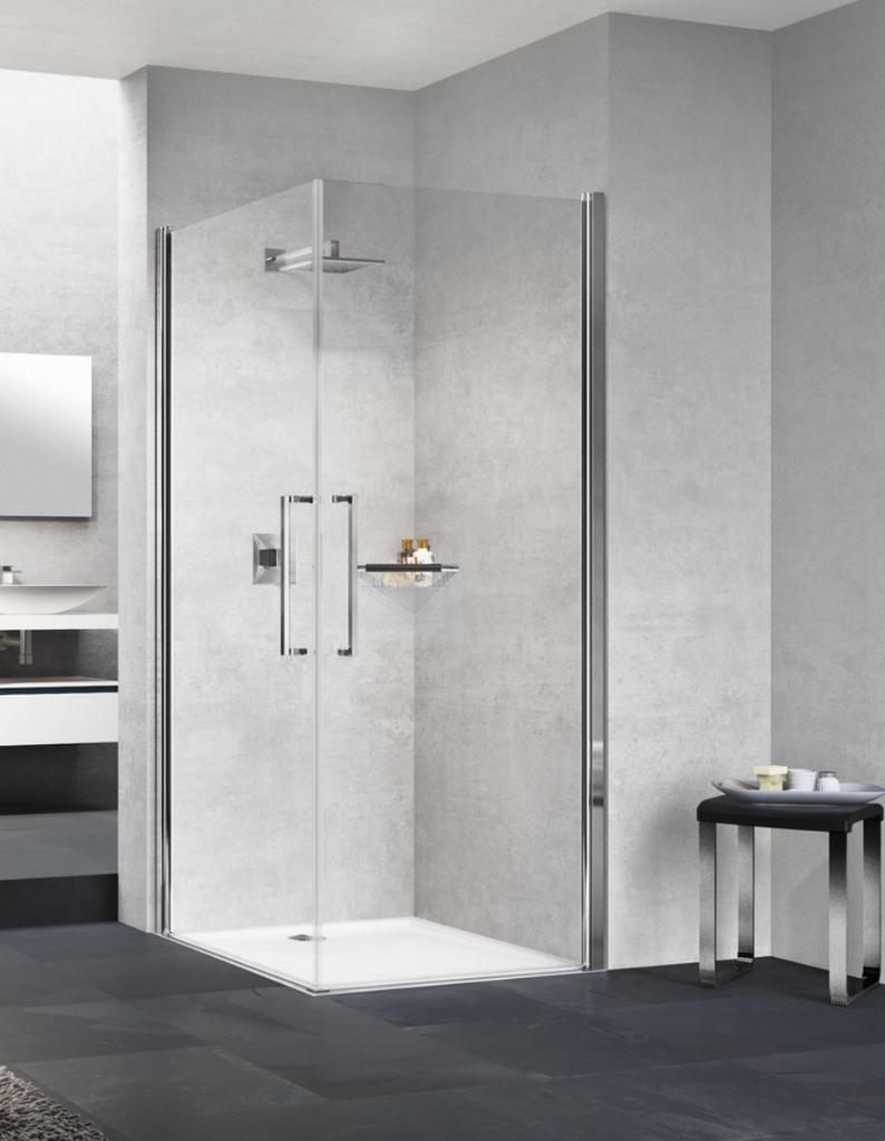 Te koop: Novellini douche-instap met draaideuren, Ophalen, Nieuw, Chroom, Douche