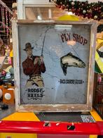 Hand geschilderd reclame item vissen ingelijst, Ophalen, Zo goed als nieuw, Reclamebord
